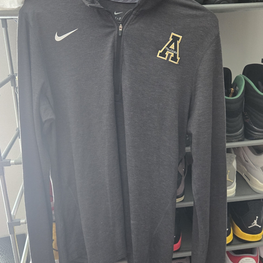 Nike Charcoal Gray Collared 1/4 Zip with Embroidered App State Logo
